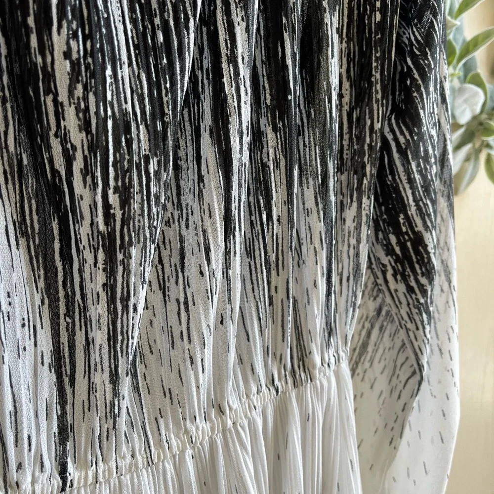 P.C.F. Petites by Hal Ferman 70's Vintage BW Patterned Sheer Midi Dress - Picture 4 of 8